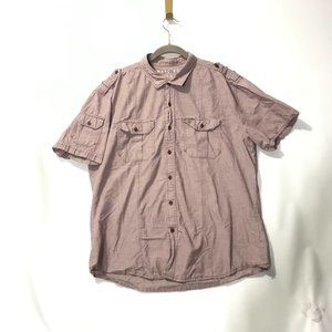 Marc Ecko Cut and Sew Mens XL Short Sleeve Pink Button Down Shirt